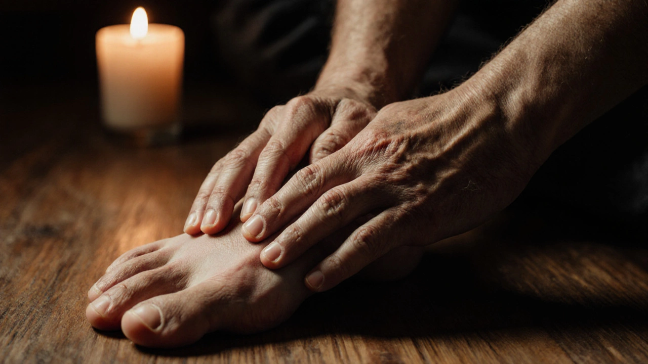 Hands applying thumb pressure to the sole of a foot