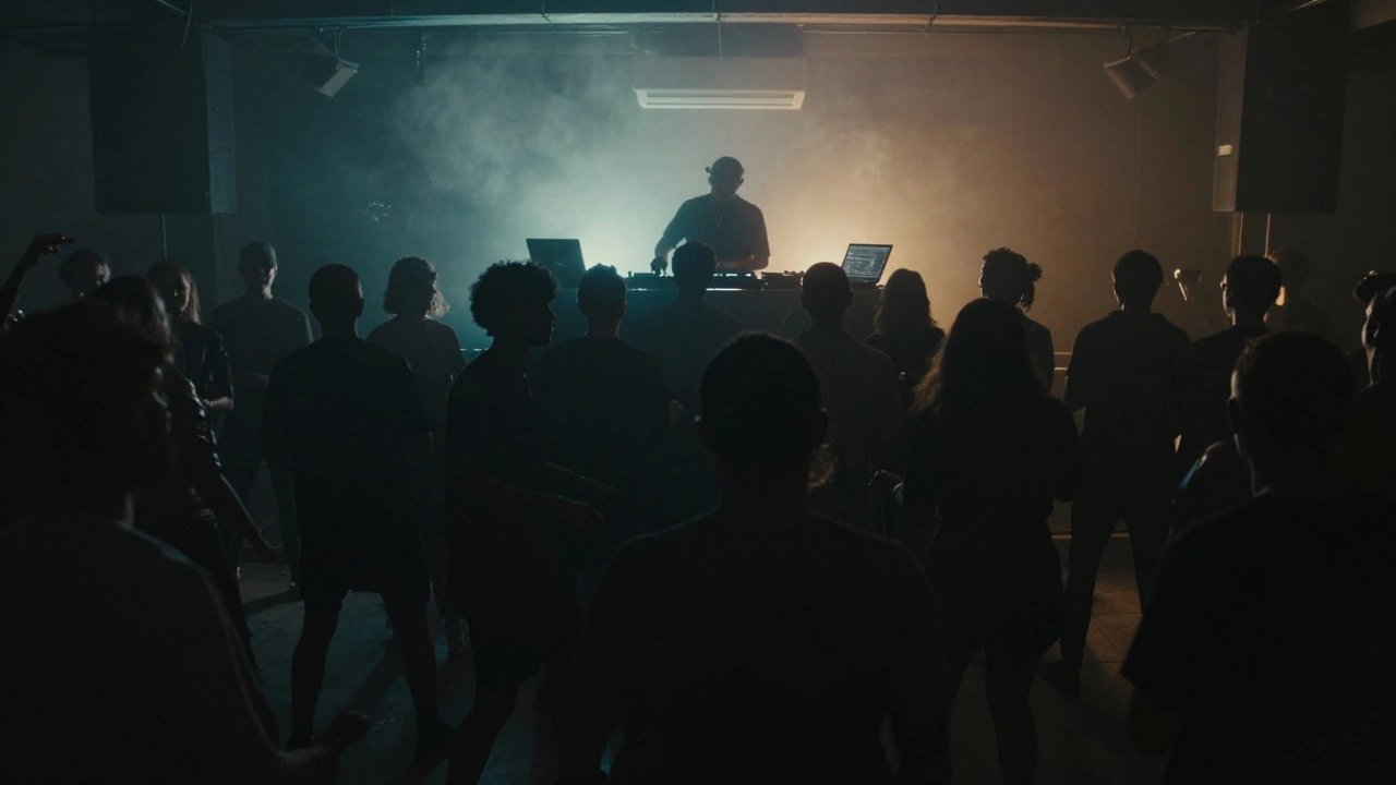 Crowd dancing in unison on the main floor of Ministry of Sound under moody lighting.